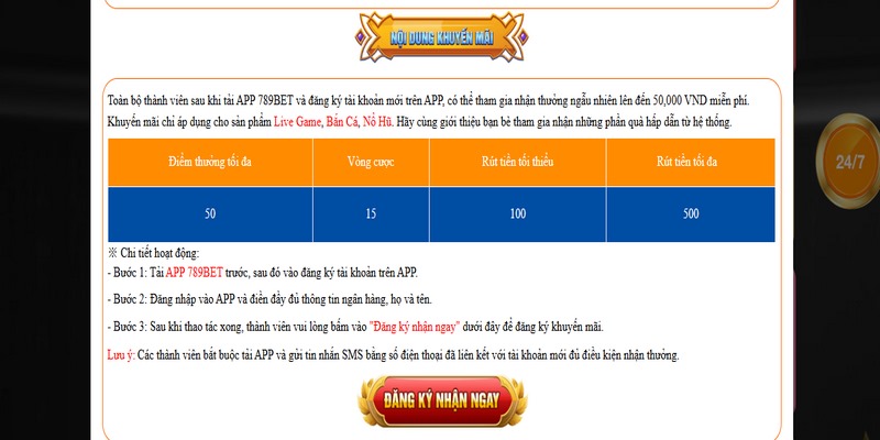 Ưu đãi tải app, nạp tiền tặng 50.000 VND